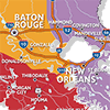 Major Louisiana Cities and Highways Map
