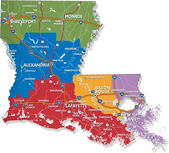 Printable Road Map Of Louisiana